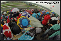 Vue sur la tribune Golf et les gradins "Est" du circuit de Nevers Magny-Cours