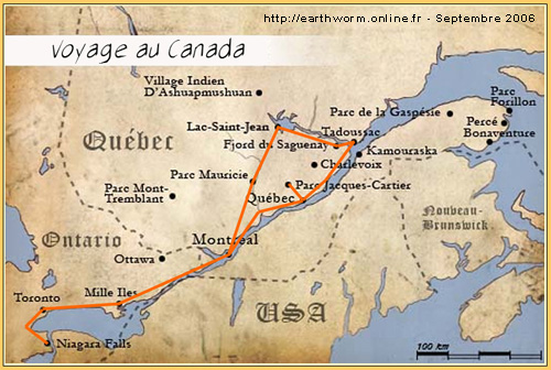 Parcours du Voyage au Canada