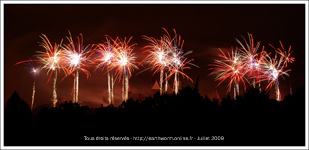 Panoramique Feux d'artifice de Carcassonne - 14 juillet 2009