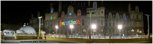 Hotel de Ville de Paris et la patinoire pour l'opération "JO Paris 2012"