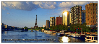 illustration paris - tour eiffel - reflets au coucher du soleil